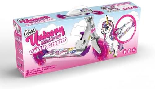Ozbozz Dreamland Adjustable Light-Up Scooter: Unicorn - Kids Two Wheel Scooter,