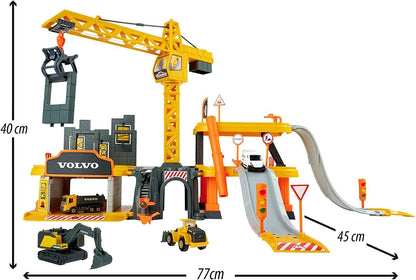 Majorette Volvo Craftix Construction Set with 5 Diecast Cars, Yellow