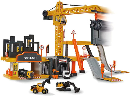 Majorette Volvo Craftix Construction Set with 5 Diecast Cars, Yellow